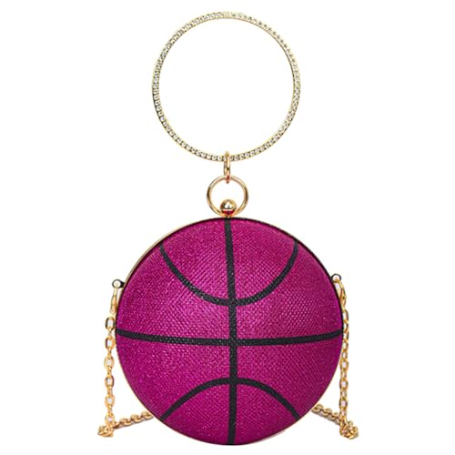 Fehploh Damen-Umhängetasche, modisch, mit Strasssteinen, Basketball-Abendtasche, einfache Umhängetasche, große Kapazität, Kettenriemen, kreative Umhängetasche (Rosarot) von Fehploh