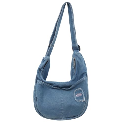 Fehploh Damen-Umhängetasche aus Segeltuch, zusammenklappbar, Denim-Handy-Geldbörse, multifunktional, verstellbare Schultergurte, Damen und Mädchen, trendige Tasche (blau) von Fehploh