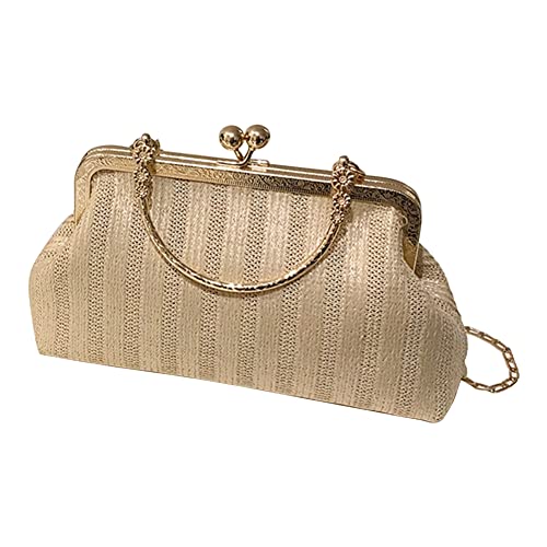 Fehploh Damen-Umhängetasche aus Stroh, leicht, lässig, Umhängetasche, Haspe, Sommer, Strand, Damen-Geldbörse (Khaki) von Fehploh