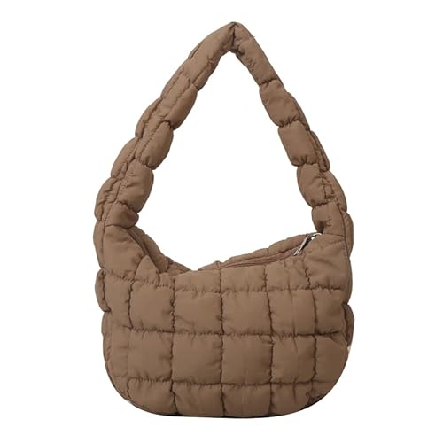 Fehploh Damen-Umhängetasche mit Diamant-Stickerei, Winter-Puffer-Handtasche (Khaki) (Khaki) von Fehploh