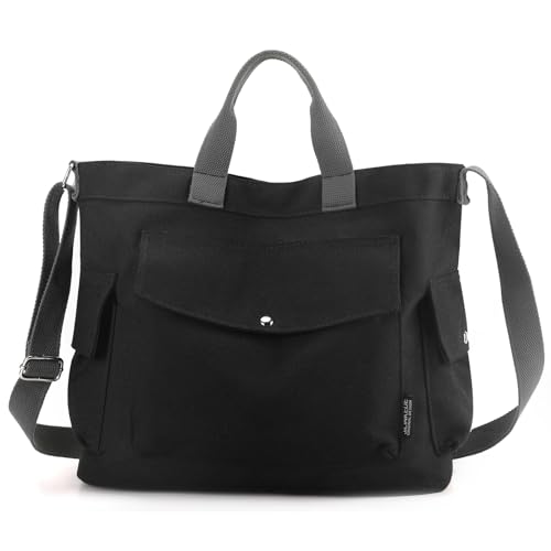 Fehploh Damen-Umhängetasche mit mehreren Taschen, verstellbarer Riemen, große Umhängetasche, vielseitige modische Umhängetasche, Hobo-Schultertasche, Reise-College-Tasche (schwarz) von Fehploh