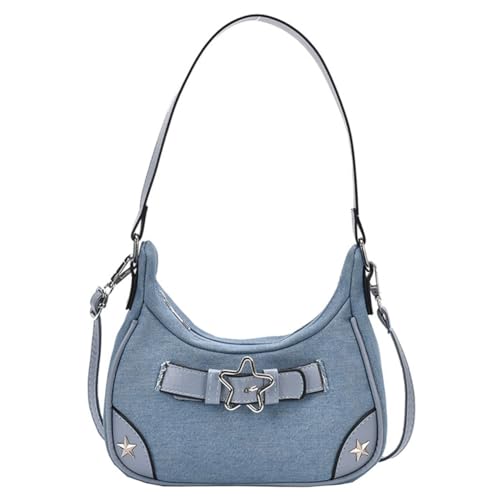 Fehploh Damen Vintage Star Y2K Denim Retro Umhängetasche Verstellbarer Riemen Mode Tote Mädchen Outdoor Tägliche Tasche, hellblau, 230.00x180.00x80.00mm/9.06x7.09x3.15inch von Fehploh