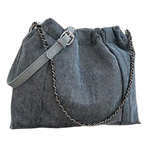 Fehploh Denim Trendige Umhängetasche, große Kapazität, Kordelzug, Hobo-Tasche mit verstellbarem Riemen, lässige Schultertasche, Satchel-Geldbörse for Damen (Hellblau) von Fehploh