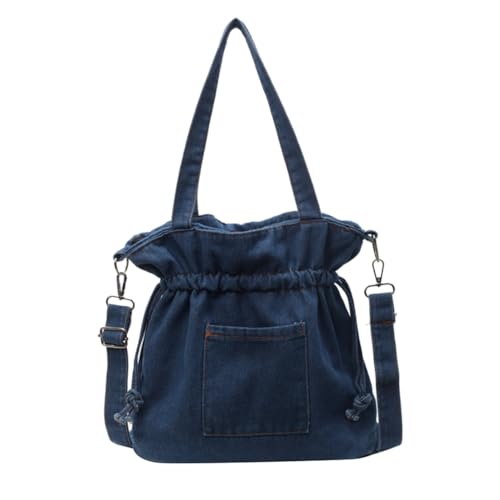 Fehploh Denim-Umhängetasche, Segeltuch, Kordelzug, trendige Crossbody-Tasche, lässig, modisch, ästhetisch, Achseltasche für Damen und Mädchen, hellblau, 310.00x290.00x100.00mm/12.2x11.42x3.94inch von Fehploh