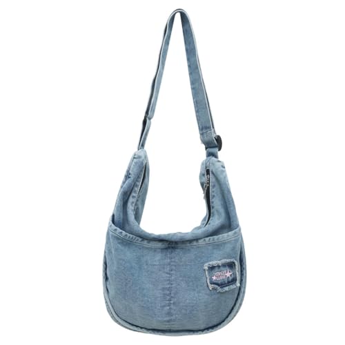 Fehploh Denim-Umhängetasche für Damen, faltbar, Denim, Handy, Geldbörse, multifunktional, verstellbare Schultergurte, trendige Tasche für Damen und Mädchen, hellblau, von Fehploh