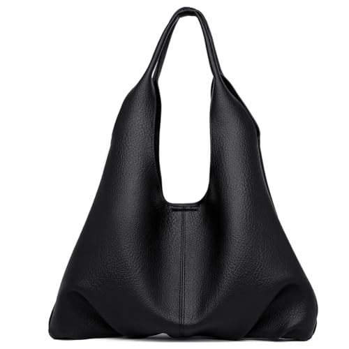 Fehploh Designer-Handtasche, PU-Leder, weiche Schultertasche mit Münzfach, Unterarmtasche, großes Fassungsvermögen, Henkeltasche für Damen (schwarz) von Fehploh