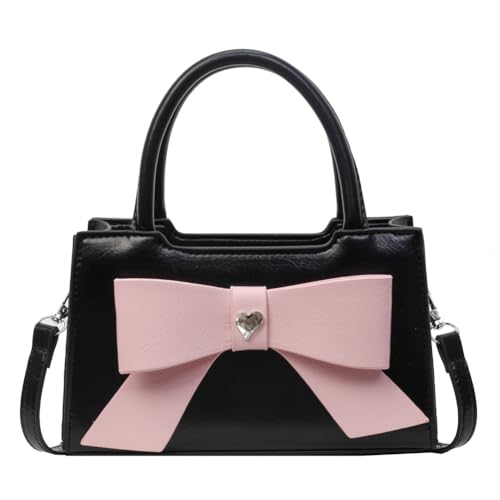 Fehploh Einfache Umhängetasche for Damen, PU-Leder, modische Umhängetasche, abnehmbarer Riemen, vielseitige Umhängetasche for Damen, Dating-Tasche (schwarz, rosa) von Fehploh