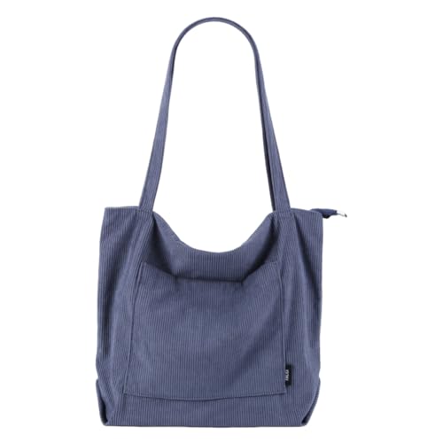 Fehploh Einfarbige, stilvolle Umhängetasche aus Cord, großes Fassungsvermögen, modische Umhängetasche für Damen, lässige Handtasche, wasserdichte Outdoor-Taschen (Marineblau) von Fehploh