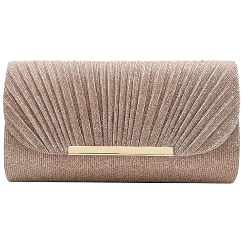 Fehploh Elegante, glänzende Umhängetasche, schicke, glitzernde Tragetasche, Damen-Ketten-Umhängetasche, modische, vielseitige, formelle und elegante Handtasche (Champagner) von Fehploh