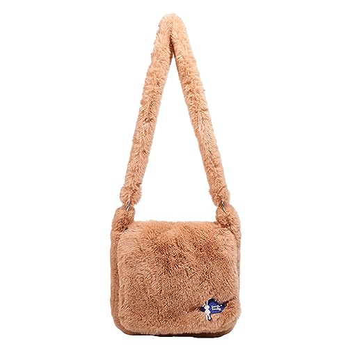 Fehploh Fuzzy Messenger Bag Große Kapazität Bequeme Damen Flauschige Umhängetasche Einfarbig Damen Mädchen Trendige Tasche (Khaki) von Fehploh