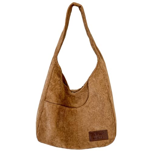 Fehploh Große Kapazität, modische Umhängetasche, lässige Handtasche mit mehreren Taschen, vielseitige Shopper-Tasche für Damen, Cord-Tragetasche (Khaki) von Fehploh