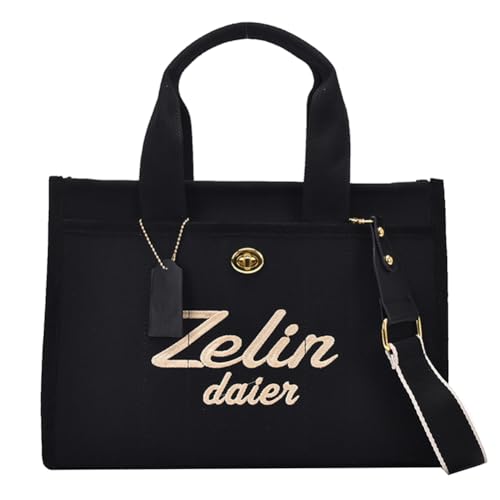 Fehploh Große Kapazität Canvas Vielseitige Einkaufstasche Verstellbarer Riemen Tägliche Reisetasche Damen Outdoor-Tasche Damen Brieftasche mit Griff oben (Schwarz) von Fehploh