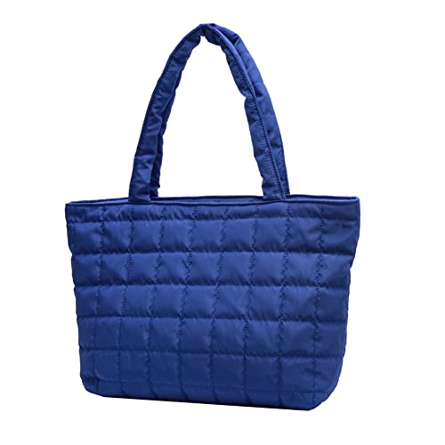 Fehploh Herbst-Winter-Damenhandtaschen, solide Taschen mit Henkel, modische Schulterhandtaschen, Rautenmuster für den täglichen Urlaub (blau) von Fehploh