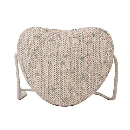 Fehploh Herzförmige Schultertasche, Kuriertasche, Blume, Damen, Hobo-Einkaufstasche, Freizeittasche 2023, beige, 20x17x9cm von Fehploh