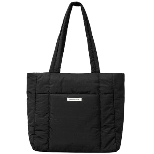 Fehploh Lässige, leichte Handtasche for Damen, geschwollene Unterarmtasche, großes Fassungsvermögen, vielseitige weiche Damen-Pendeltasche (schwarz) von Fehploh