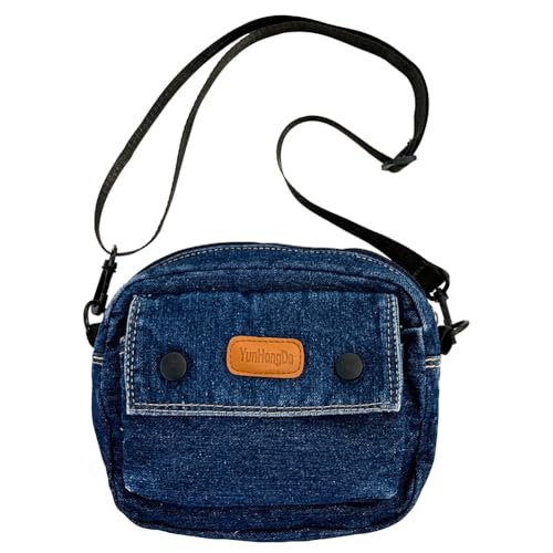 Fehploh Lässige, modische Satchel-Geldbörsen, vielseitiger Denim-Umhängetaschengurt, verstellbar, lässige Reisetasche, weiche Damen-Umhängetasche (Dunkelblau) von Fehploh