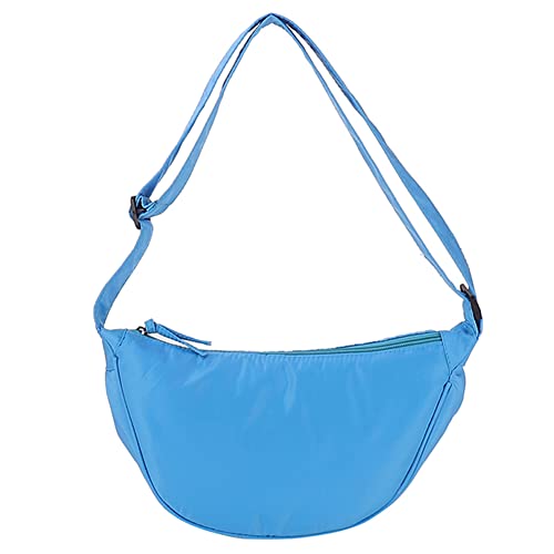 Fehploh Lässige Halbmond-Nylon-Tragetaschen für Damen, Umhängetaschen, schlicht, einfarbig, tragbar, Hobos-Geldbörse für Mädchen (blau) von Fehploh