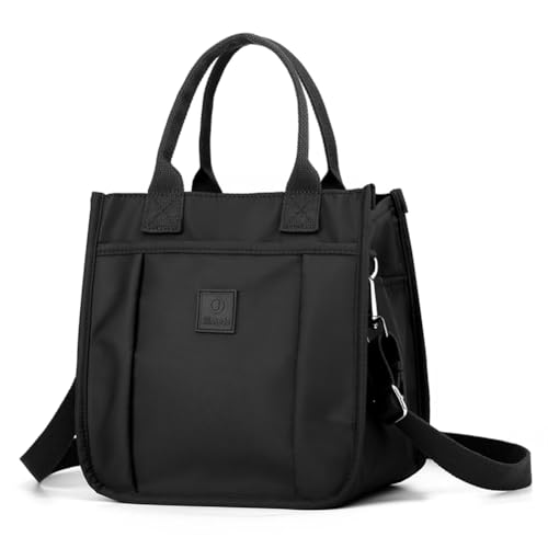 Fehploh Lässige Tragetasche, einfarbig, Umhängetasche, mehrere Taschen, Schultertasche mit verstellbarem Riemen, Griff oben, Tasche for Damen und Mädchen (schwarz) von Fehploh