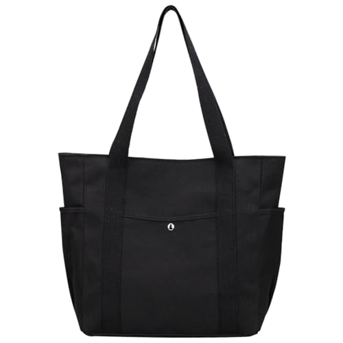 Fehploh Leichte Canvas-Umhängetasche, vielseitige Tasche mit Griff oben, College-Reisetasche, Damen-Handtasche mit mehreren Taschen, Einkaufstasche (schwarz) von Fehploh