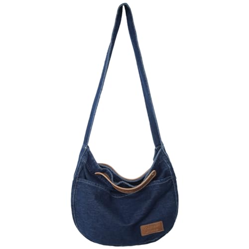 Fehploh Leichte modische Hobo-Tasche, große Kapazität, vielseitige Umhängetasche, lässig, weich, für Damen, Vintage-Tragetasche, dunkelblau, 39*10*30 cm/15.35x3.94x11.81inch von Fehploh