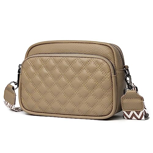 Fehploh Messenger-Tasche aus echtem Leder für Damen, lässig, mit Reißverschluss, modisch, schlicht, tragbar, elegant, Pendlertasche mit verstellbaren breiten Trägern und mehreren Taschen für Damen und von Fehploh