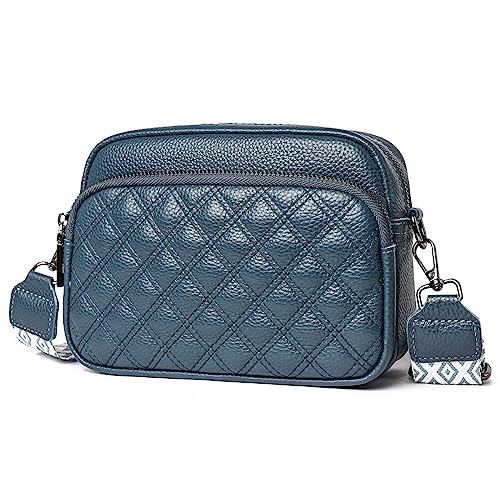 Fehploh Messenger-Tasche aus echtem Leder für Damen, lässig, mit Reißverschluss, modisch, schlicht, tragbar, elegant, Pendlertasche mit verstellbaren breiten Trägern und mehreren Taschen für Damen und von Fehploh