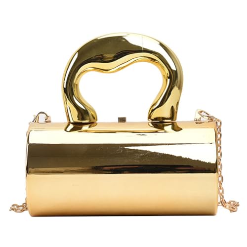 Fehploh Metallgriffe, Party-Clutch, einfarbig, modische Zylindertasche, großes Fassungsvermögen, Damen-Geldbörse, Umhängetasche, Alltags-Umhängetasche, Alltagstasche (Gold) von Fehploh