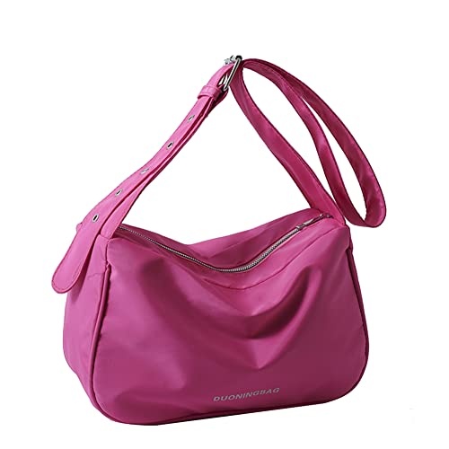 Fehploh Modische Damen-Umhängetasche, lässiger Reißverschluss, Hobo-Tasche für Geburtstagsgeschenk, Crossbody-Tasche mit kleiner Tasche, rosarot, 31*19*12cm von Fehploh