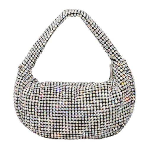 Fehploh Modische Knödeltasche for Damen, glitzernde Strass- und Diamant-Abend-Clutch, schlichte, stilvolle Achseltasche, kleine Handtasche mit Henkel oben (mehrfarbig) von Fehploh