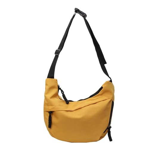 Fehploh Modische Kuriertasche, trendige Sporttasche, großes Fassungsvermögen, Nylon, einfarbig, halbmondförmig, Pendler, verstellbarer Riemen, für Outdoor-Reisen, gelb, von Fehploh