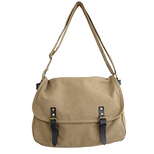 Fehploh Modische Unisex-Handtaschen, großes Fassungsvermögen, Klappenschnalle, als Geschenk, langlebige Umhängetasche, einfarbig, für Reisen, Arbeit, Schule (Khaki) von Fehploh