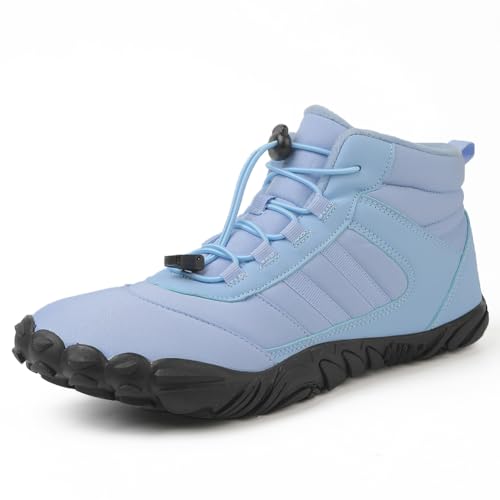 Fehploh Pelzgefütterter Schneestiefel, Knöchel-Schneeschuhe for Damen und Herren, wasserdichte Winter-Sneaker, rutschfeste Outdoor-Schuhe zum Spazierengehen, Wandern for den Winter (Blau 41) von Fehploh