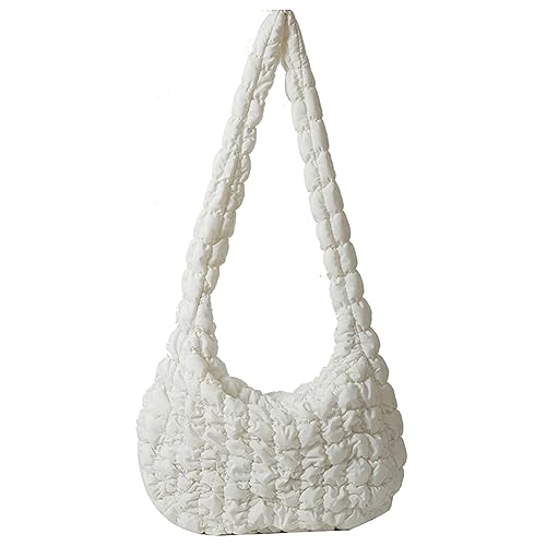 Fehploh Puffy Clutch Hobo-Tasche mit großem Fassungsvermögen, leicht, gesteppt, gepolstert, weicher Reißverschluss, solide Damen-Mode-Umhängetasche for Reisen, Verabredungen, Ausgehen, Messe von Fehploh