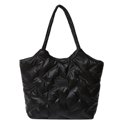 Fehploh Puffy Hobo Bag für Damen, vielseitige gesteppte Umhängetasche, großes Fassungsvermögen, Daunen-Tragetasche, Handtaschen, lässige Winter-Pendeltasche (schwarz) von Fehploh