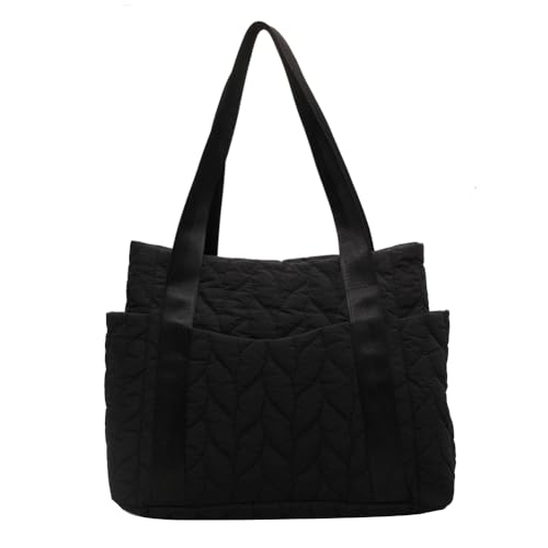 Fehploh Puffy Umhängetasche mit mehreren Taschen, modische Tasche mit Griff oben, lässig, große Kapazität, gesteppte Umhängetasche für Damen, Winter-Einkaufstasche (schwarz) von Fehploh