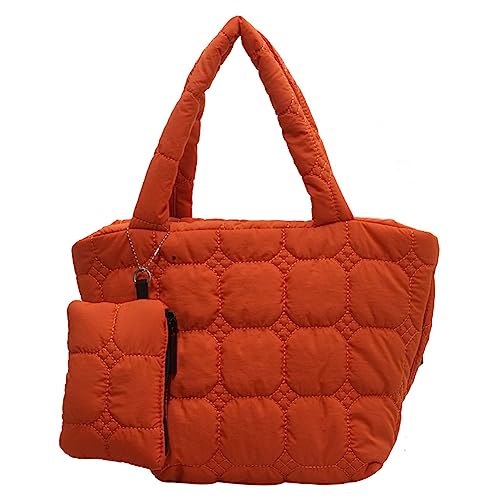 Fehploh Puffy gepolsterte Damengeldbörse, leicht, bauschig, großes Fassungsvermögen, mit einer kleinen Tasche zum Aufhängen, Orange, 37 *27 *18cm/14.57*10.63*7.09in von Fehploh