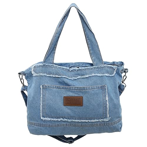 Fehploh Reise-Umhängetasche, modisch, Denim, Crossbody-Tasche, großes Fassungsvermögen, multifunktional, Retro, vielseitige Umhängetasche, hellblau, 440.00x340.00x80.00mm/17.32x13.39x3.15inch von Fehploh