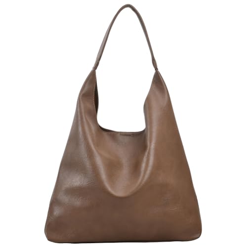 Fehploh Retro trendige Unterarmtasche, weiches PU-Leder, modische Handtasche, große Kapazität, lässige Schultertasche mit Haspenverschluss, Umhängetasche für Frauen und Mädchen (Kaffee) von Fehploh