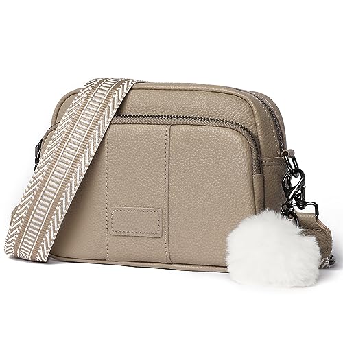 Fehploh Solide Damen-Geldbörse, großes Fassungsvermögen, vielseitige Umhängetasche, echtes Leder, trendige Crossbody-Tasche, breiter verstellbarer Riemen, Pendler, Geldbörse mit Anhänger, khaki, von Fehploh