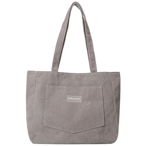 Fehploh Solide Hobos-Tasche für Damen, große Kapazität, Umhängetaschen mit Taschen, Fächern, lässige Einkaufstasche, Handtaschen für Schule, Arbeit, Einkaufen (Hellgrau) von Fehploh