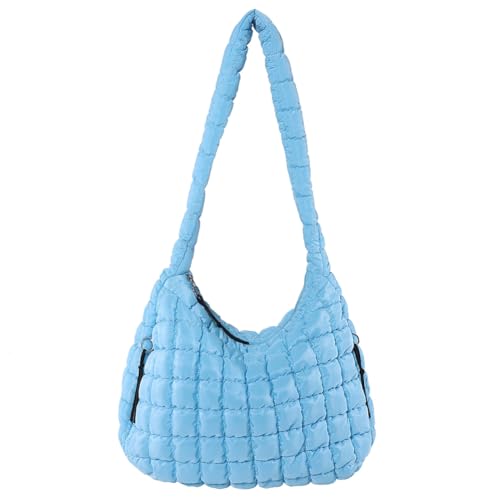 Fehploh Stilvolle Pendlertasche für Damen, großes Fassungsvermögen, gesteppt, lässig, einfarbig, modisch, gepolstert, Kuriertasche, blau, 390.00x300.00x120.00mm/15.35x11.81x4.72inch von Fehploh