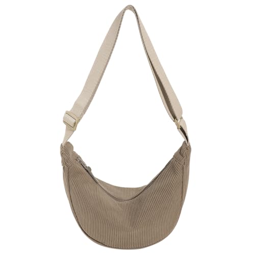 Fehploh Stilvolle Schultertasche mit verstellbarem Riemen, einfarbig, für Damen, Knödeltasche, modische Umhängetasche, lässige Einkaufstasche, khaki, 280.00x170.00x100.00mm/11.02x6.69x3.94inch von Fehploh