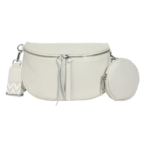 Fehploh Stilvolle Umhängetasche for Damen mit kleiner Geldbörse, Rindsleder, einfache Umhängetasche, breiter, verstellbarer Riemen, Münz-/Handy-Geldbörse, Reise-/Outdoor-Tasche (Beige) von Fehploh