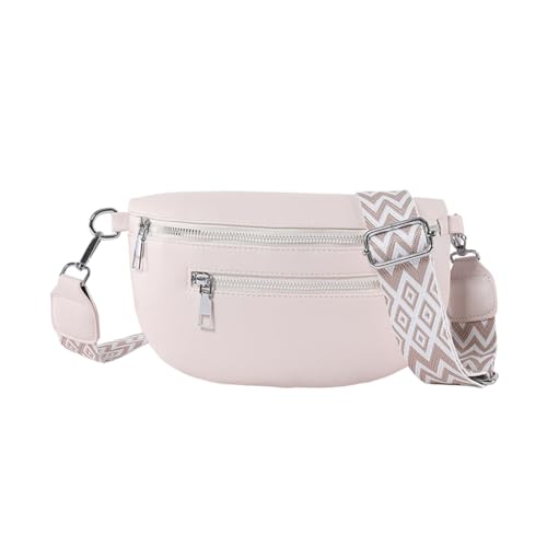 Fehploh Stilvolle Umhängetasche für Damen, mit breitem Riemen, einfache Umhängetasche, mehrere Taschen, Münzfach, Handy, Geldbörse, Reisen, Outdoor-Tasche, beige von Fehploh