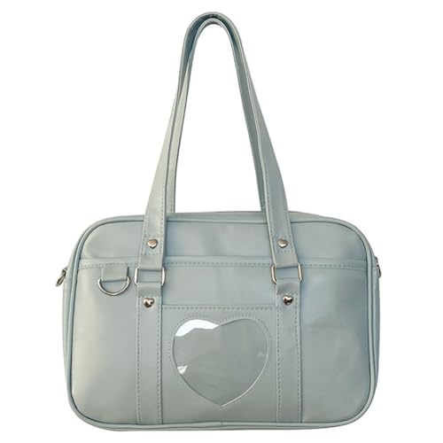 Fehploh Stilvolle Unterarmtasche for Damen, große Kapazität, PU, ​​Mädchen, Cosplay, Schulranzen, transparent, Liebesherz, Schultertasche, Uniformtasche, verstellbarer Riemen zum Einkaufen, von Fehploh