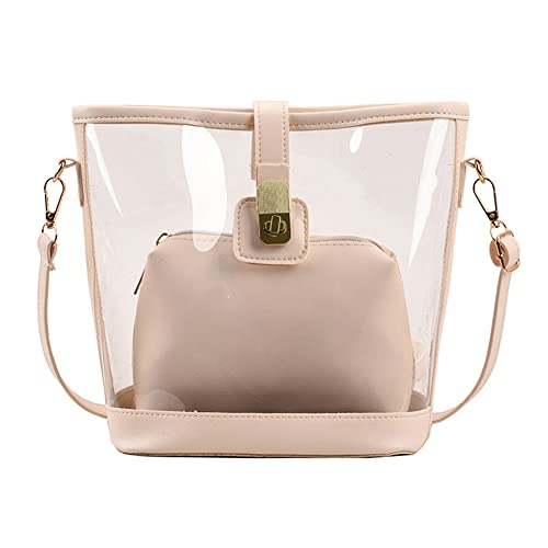 Fehploh Transparente PVC-Tasche für Damen, einfache Umhängetasche, 2 Stück/Set, PU, Mädchen, Umhängetasche, einfarbig, Kuriertasche, weiß, 21*21*11cm von Fehploh