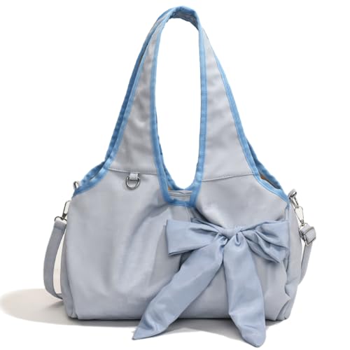 Fehploh Umhängetasche mit niedlicher Schleife, großes Fassungsvermögen, modische Handtasche mit Reißverschluss, Umhängetasche, Geldbörse, Unterarmtasche for Damen und Mädchen (blau) von Fehploh