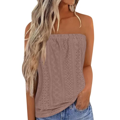 Spaghetti Top Damen Shirts Sommer Schulterfreies Tube Einfarbig Ärmellos Oberteile Frauen Tunika Party Tops Tanktops & Träger-Tops Für Tank Spaghetti Top Damen Shirts Sommer Schulterfreies Tube Einfarbig Ärmellos Oberteile Frauen Tunika Party Tops Tanktops & Träger-Tops Für Tank von FeiBeauty