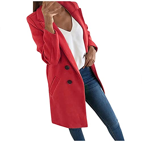 Damen Gestreifter Blazer Blazer Damen Beige Kleidung Damen Elegant Business Kleid Damen Bläser Dame Strickjacke Sommer Strickweste Mantel Schwarz (Red, XXL) von Feibeauty