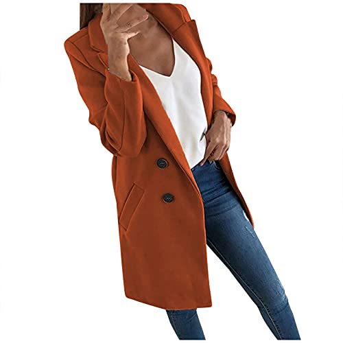 Feibeauty Damen-Blazer Sportlich-Elegant Grauer Blazer Damen Blaser Jacke Damen Sportlich, Elegante Jacke Einschulung Outfit Regenponcho Trachtenjacke Strickjacke Pullover Lang (Wine, L) von Feibeauty